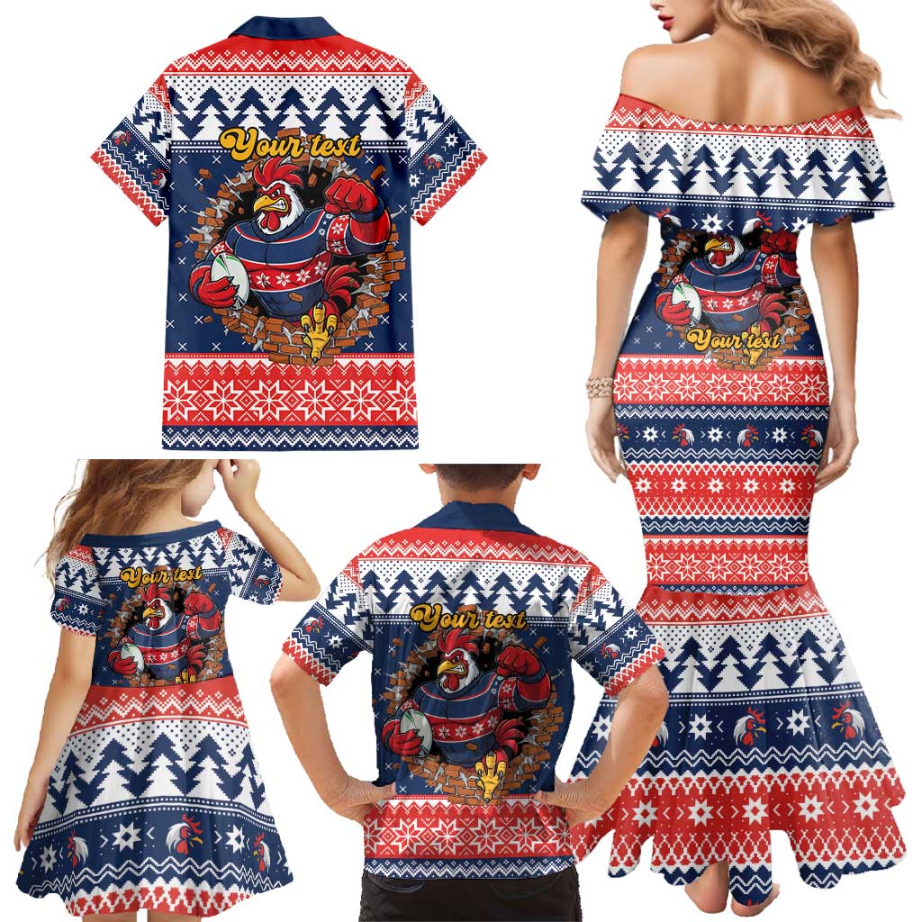 Roosters Xmas Glory Personalised Family Matching Mermaid Dress and Hawaiian Shirt Christmas Rugby League Spirit - Aussie Hoodie