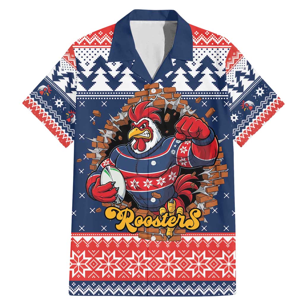 Roosters Xmas Glory Personalised Family Matching Mermaid Dress and Hawaiian Shirt Christmas Rugby League Spirit - Aussie Hoodie