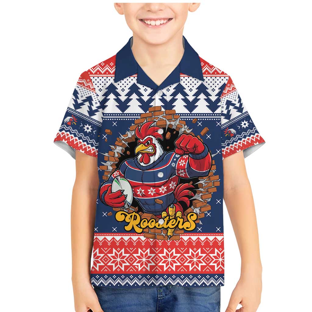 Roosters Xmas Glory Personalised Family Matching Mermaid Dress and Hawaiian Shirt Christmas Rugby League Spirit - Aussie Hoodie