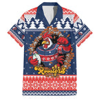 Roosters Xmas Glory Personalised Family Matching Off The Shoulder Long Sleeve Dress and Hawaiian Shirt Christmas Rugby League Spirit - Aussie Hoodie