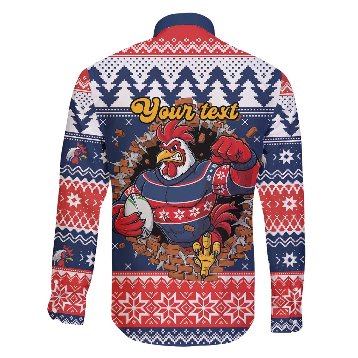 Roosters Xmas Glory Personalised Family Matching Off The Shoulder Long Sleeve Dress and Hawaiian Shirt Christmas Rugby League Spirit - Aussie Hoodie