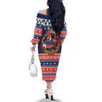 Roosters Xmas Glory Personalised Family Matching Off The Shoulder Long Sleeve Dress and Hawaiian Shirt Christmas Rugby League Spirit - Aussie Hoodie