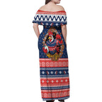 Roosters Xmas Glory Personalised Family Matching Off Shoulder Maxi Dress and Hawaiian Shirt Christmas Rugby League Spirit - Aussie Hoodie
