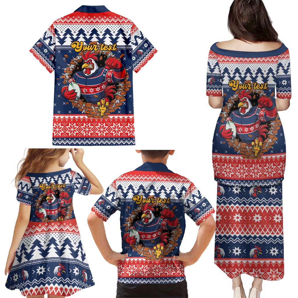 Roosters Xmas Glory Personalised Family Matching Puletasi and Hawaiian Shirt Christmas Rugby League Spirit - Aussie Hoodie