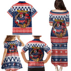 Roosters Xmas Glory Personalised Family Matching Puletasi and Hawaiian Shirt Christmas Rugby League Spirit - Aussie Hoodie