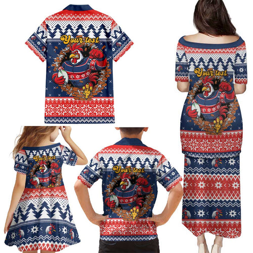 Roosters Xmas Glory Personalised Family Matching Puletasi and Hawaiian Shirt Christmas Rugby League Spirit - Aussie Hoodie