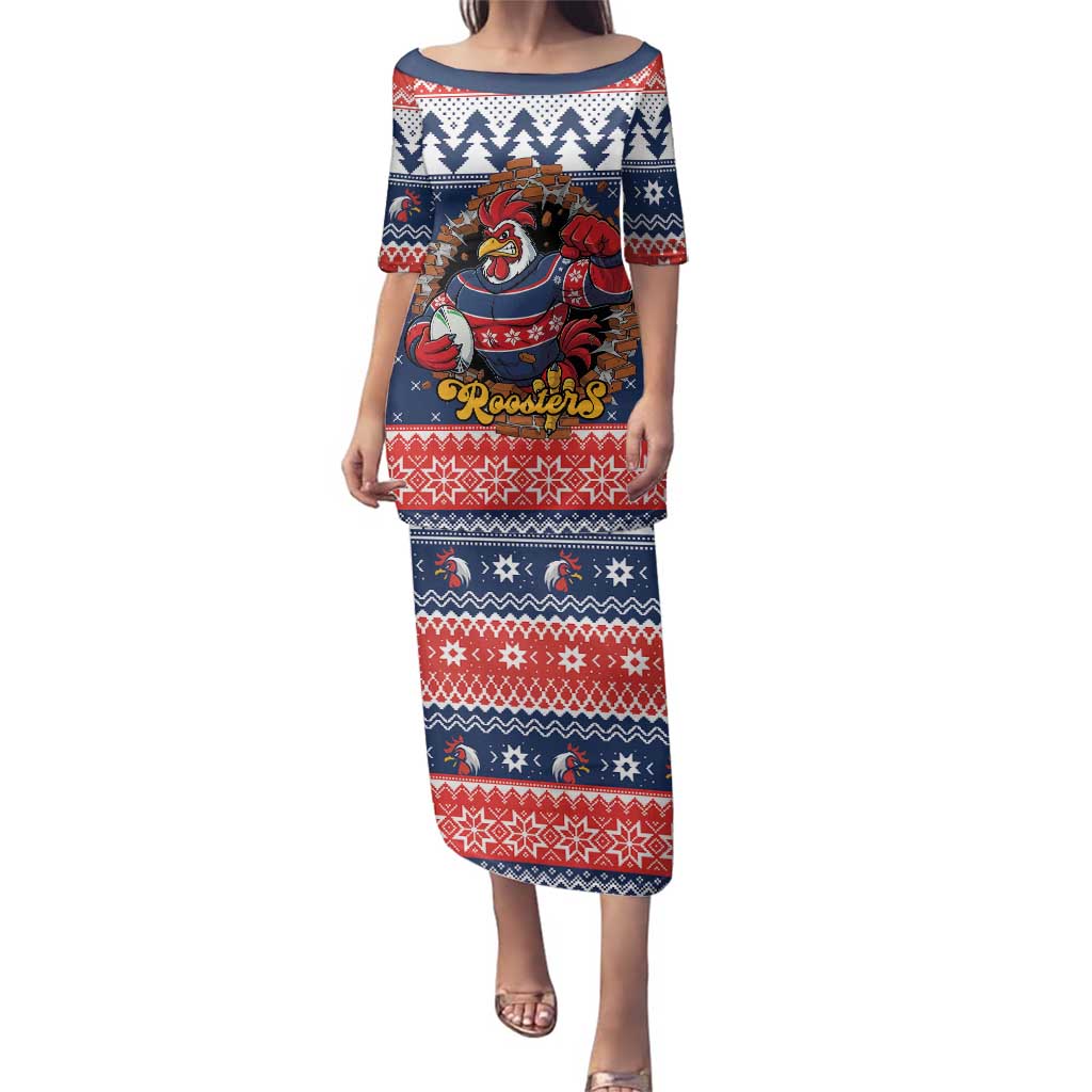 Roosters Xmas Glory Personalised Family Matching Puletasi and Hawaiian Shirt Christmas Rugby League Spirit - Aussie Hoodie