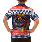 Roosters Xmas Glory Personalised Family Matching Short Sleeve Bodycon Dress and Hawaiian Shirt Christmas Rugby League Spirit - Aussie Hoodie