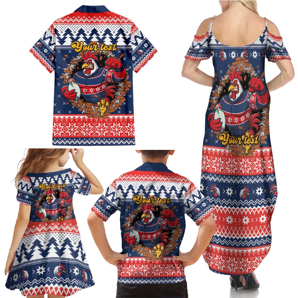 Roosters Xmas Glory Personalised Family Matching Summer Maxi Dress and Hawaiian Shirt Christmas Rugby League Spirit - Aussie Hoodie
