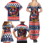 Roosters Xmas Glory Personalised Family Matching Summer Maxi Dress and Hawaiian Shirt Christmas Rugby League Spirit - Aussie Hoodie