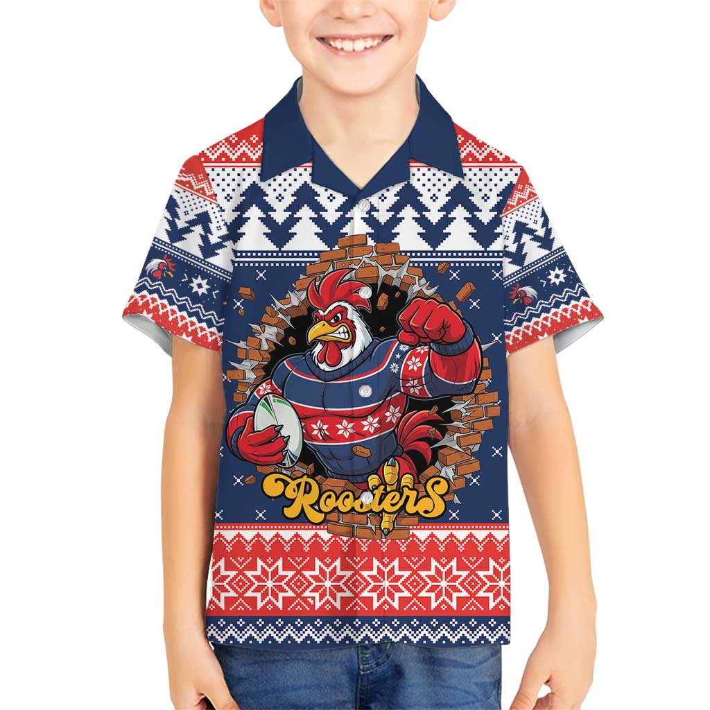Roosters Xmas Glory Personalised Family Matching Summer Maxi Dress and Hawaiian Shirt Christmas Rugby League Spirit - Aussie Hoodie