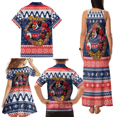 Roosters Xmas Glory Personalised Family Matching Tank Maxi Dress and Hawaiian Shirt Christmas Rugby League Spirit - Aussie Hoodie