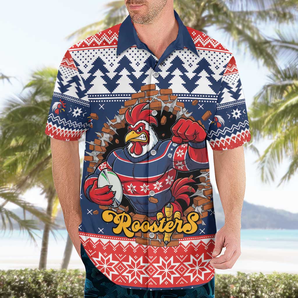 Roosters Xmas Glory Personalised Hawaiian Shirt Christmas Rugby League Spirit - Aussie Hoodie