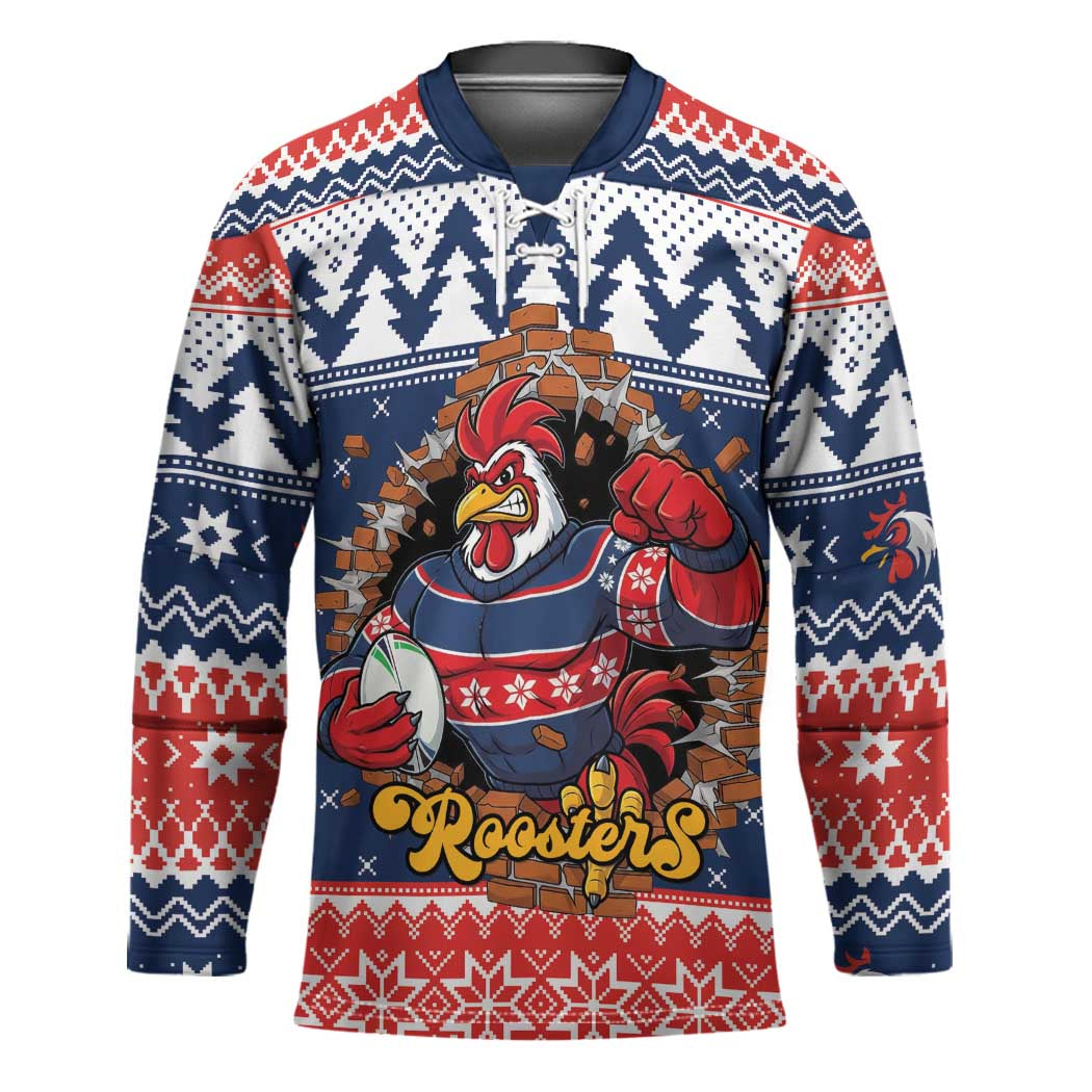 Roosters Xmas Glory Personalised Hockey Jersey Christmas Rugby League Spirit - Aussie Hoodie