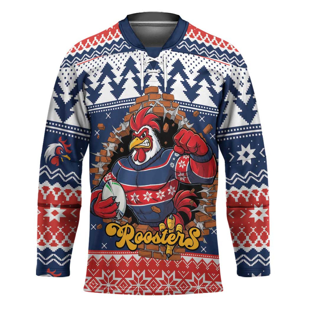 Roosters Xmas Glory Personalised Hockey Jersey Christmas Rugby League Spirit - Aussie Hoodie
