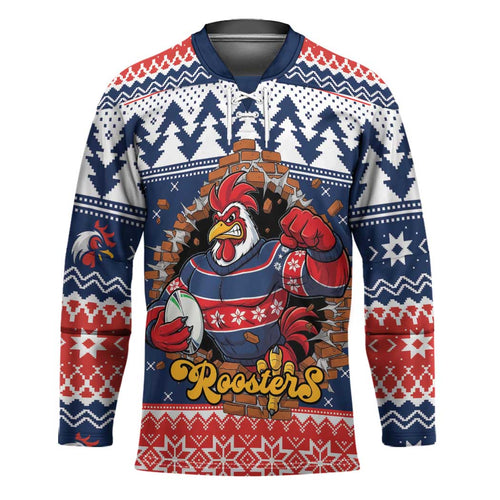 Roosters Xmas Glory Personalised Hockey Jersey Christmas Rugby League Spirit - Aussie Hoodie