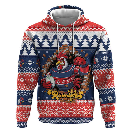 Roosters Xmas Glory Personalised Hoodie Christmas Rugby League Spirit - Aussie Hoodie