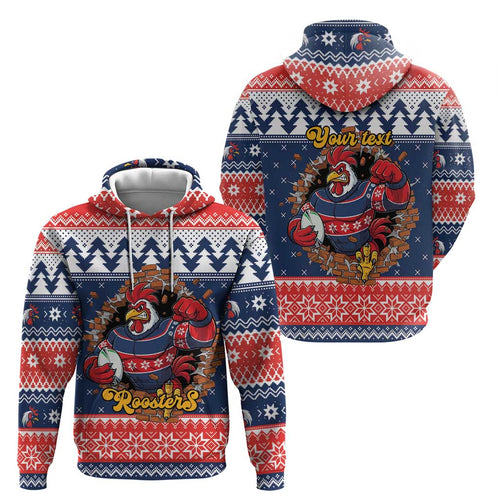 Roosters Xmas Glory Personalised Hoodie Christmas Rugby League Spirit - Aussie Hoodie