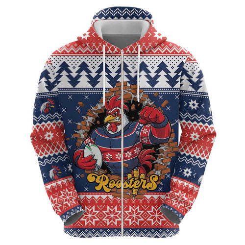 Roosters Xmas Glory Personalised Hoodie Christmas Rugby League Spirit - Aussie Hoodie