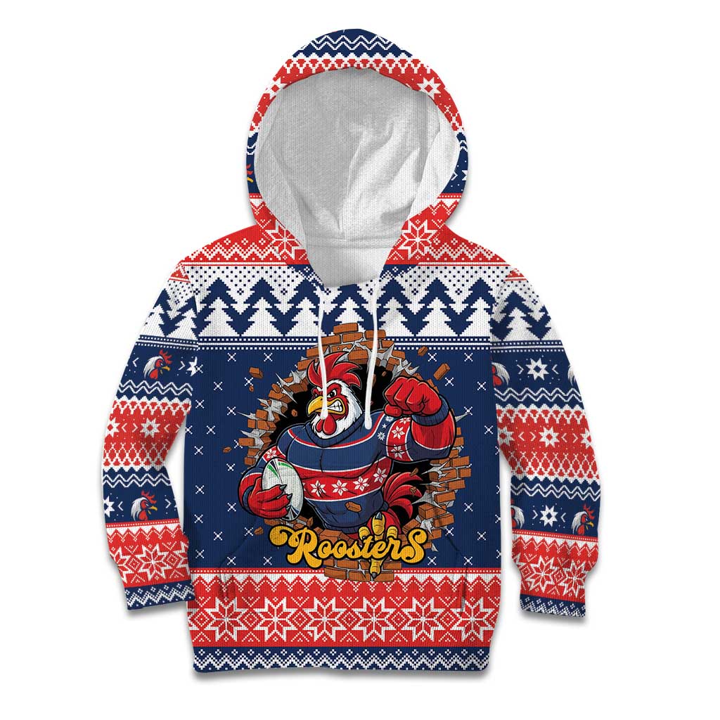 Roosters Xmas Glory Personalised Kid Hoodie Christmas Rugby League Spirit - Aussie Hoodie