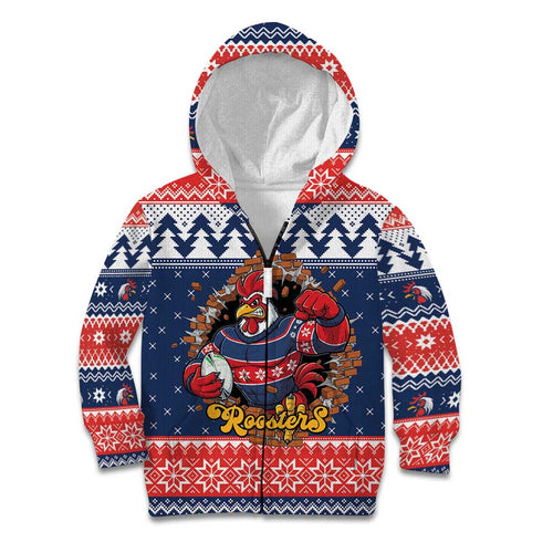 Roosters Xmas Glory Personalised Kid Hoodie Christmas Rugby League Spirit - Aussie Hoodie