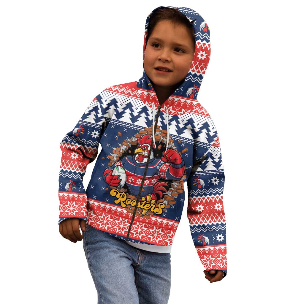 Roosters Xmas Glory Personalised Kid Hoodie Christmas Rugby League Spirit - Aussie Hoodie