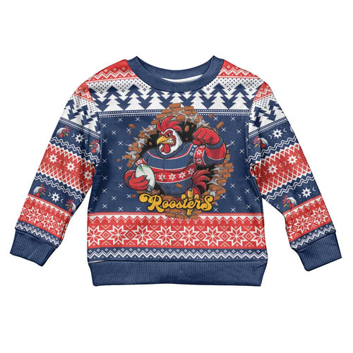 Roosters Xmas Glory Personalised Kid Ugly Christmas Sweater Christmas Rugby League Spirit - Aussie Hoodie