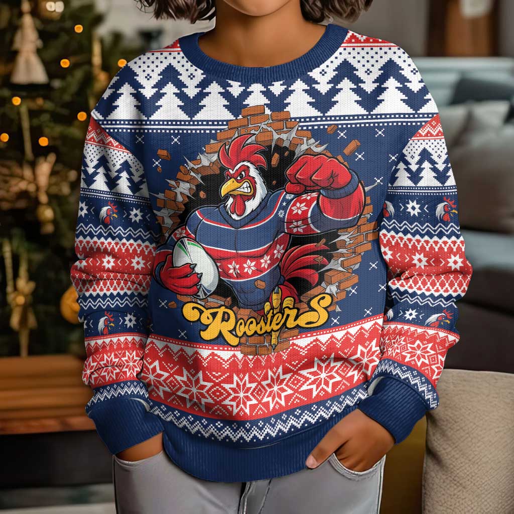 Roosters Xmas Glory Personalised Kid Ugly Christmas Sweater Christmas Rugby League Spirit - Aussie Hoodie