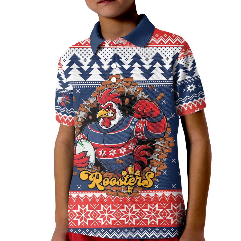 Roosters Xmas Glory Personalised Kid Polo Shirt Christmas Rugby League Spirit - Aussie Hoodie