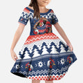 Roosters Xmas Glory Personalised Kid Short Sleeve Dress Christmas Rugby League Spirit - Aussie Hoodie