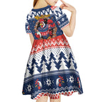 Roosters Xmas Glory Personalised Kid Short Sleeve Dress Christmas Rugby League Spirit - Aussie Hoodie