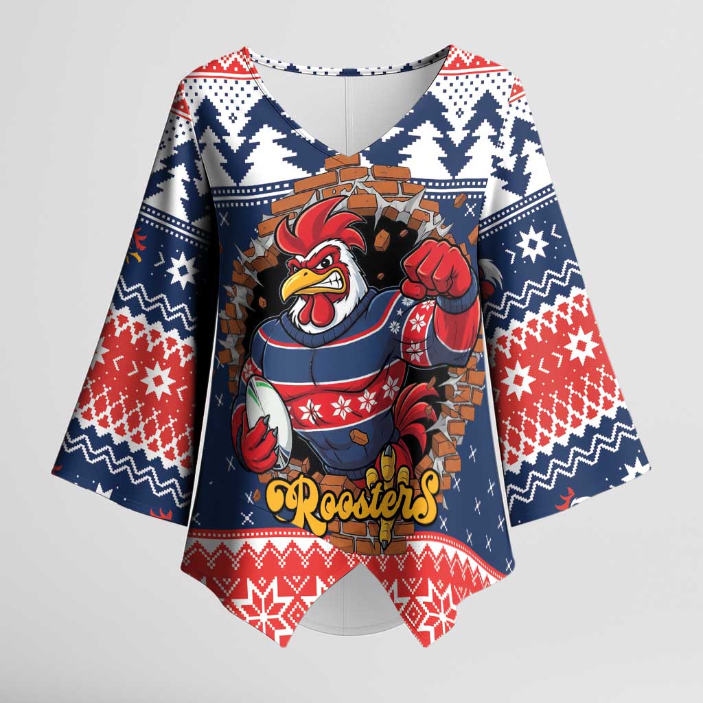 Roosters Xmas Glory Personalised Kimono Sleeve Blouse Christmas Rugby League Spirit - Aussie Hoodie