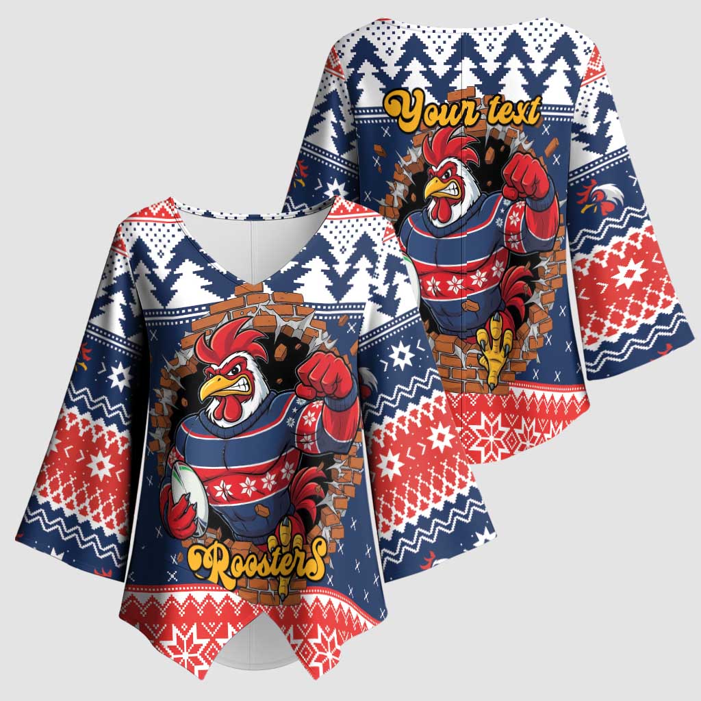Roosters Xmas Glory Personalised Kimono Sleeve Blouse Christmas Rugby League Spirit - Aussie Hoodie