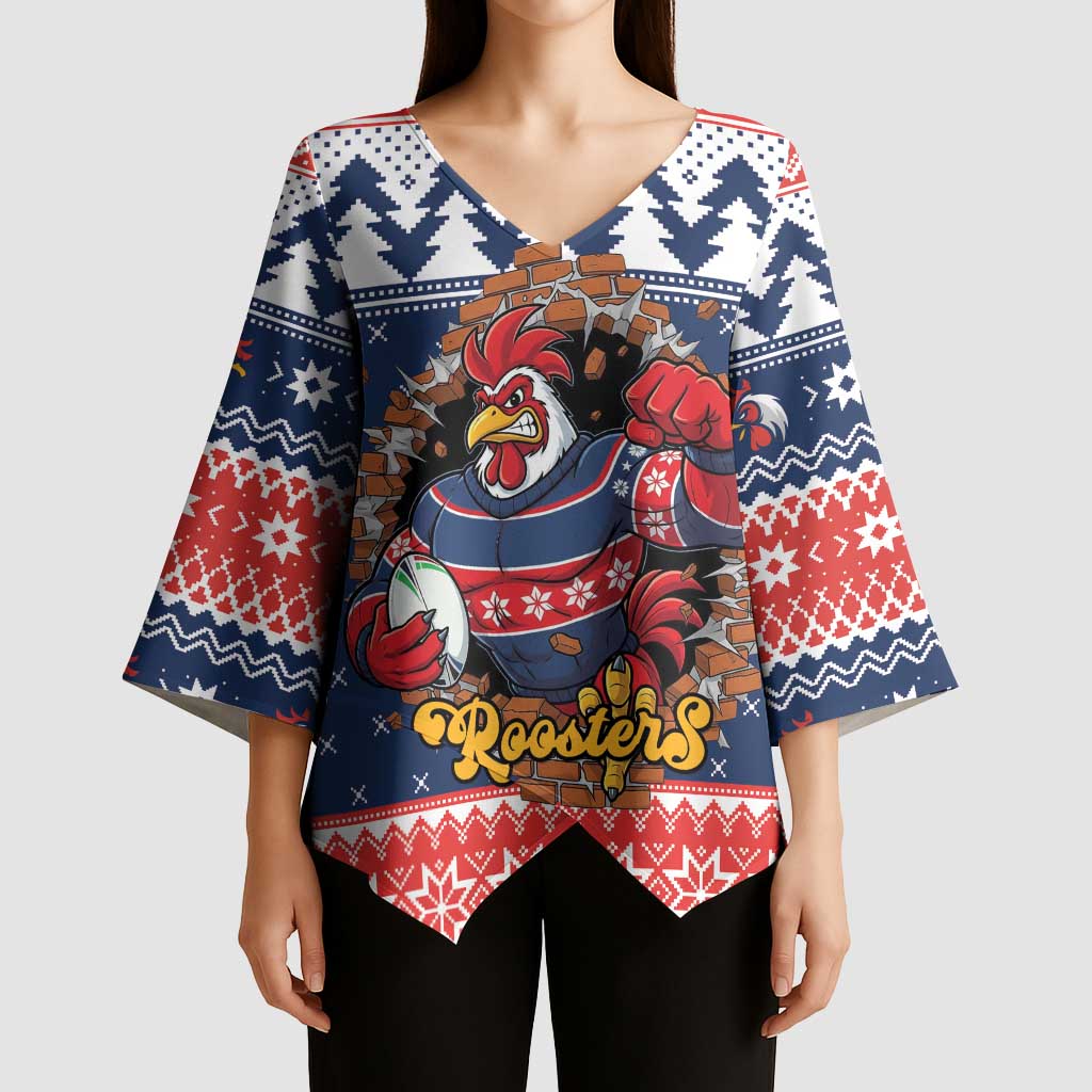 Roosters Xmas Glory Personalised Kimono Sleeve Blouse Christmas Rugby League Spirit - Aussie Hoodie