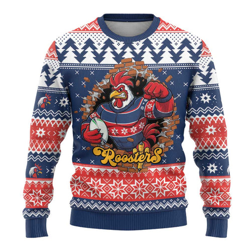 Roosters Xmas Glory Personalised Ugly Christmas Sweater Christmas Rugby League Spirit - Aussie Hoodie