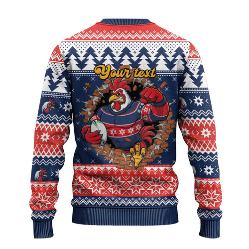 Roosters Xmas Glory Personalised Ugly Christmas Sweater Christmas Rugby League Spirit - Aussie Hoodie