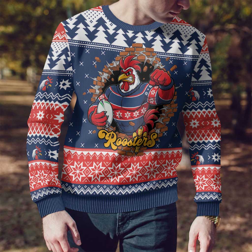 Roosters Xmas Glory Personalised Ugly Christmas Sweater Christmas Rugby League Spirit - Aussie Hoodie