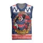 Roosters Xmas Glory Personalised Christmas Knitted V-Neck Vest Christmas Rugby League Spirit - Aussie Hoodie