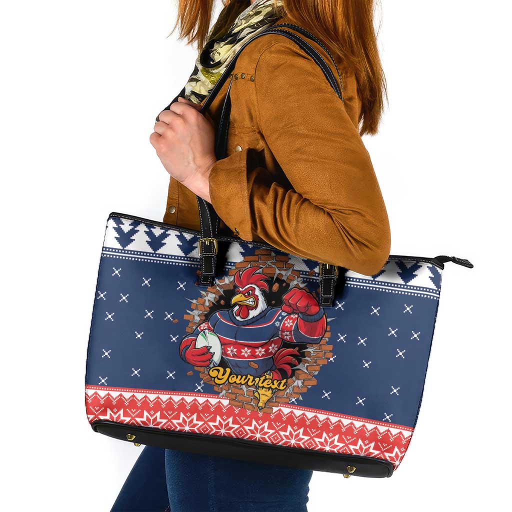Roosters Xmas Glory Personalised Leather Tote Bag Christmas Rugby League Spirit - Aussie Hoodie