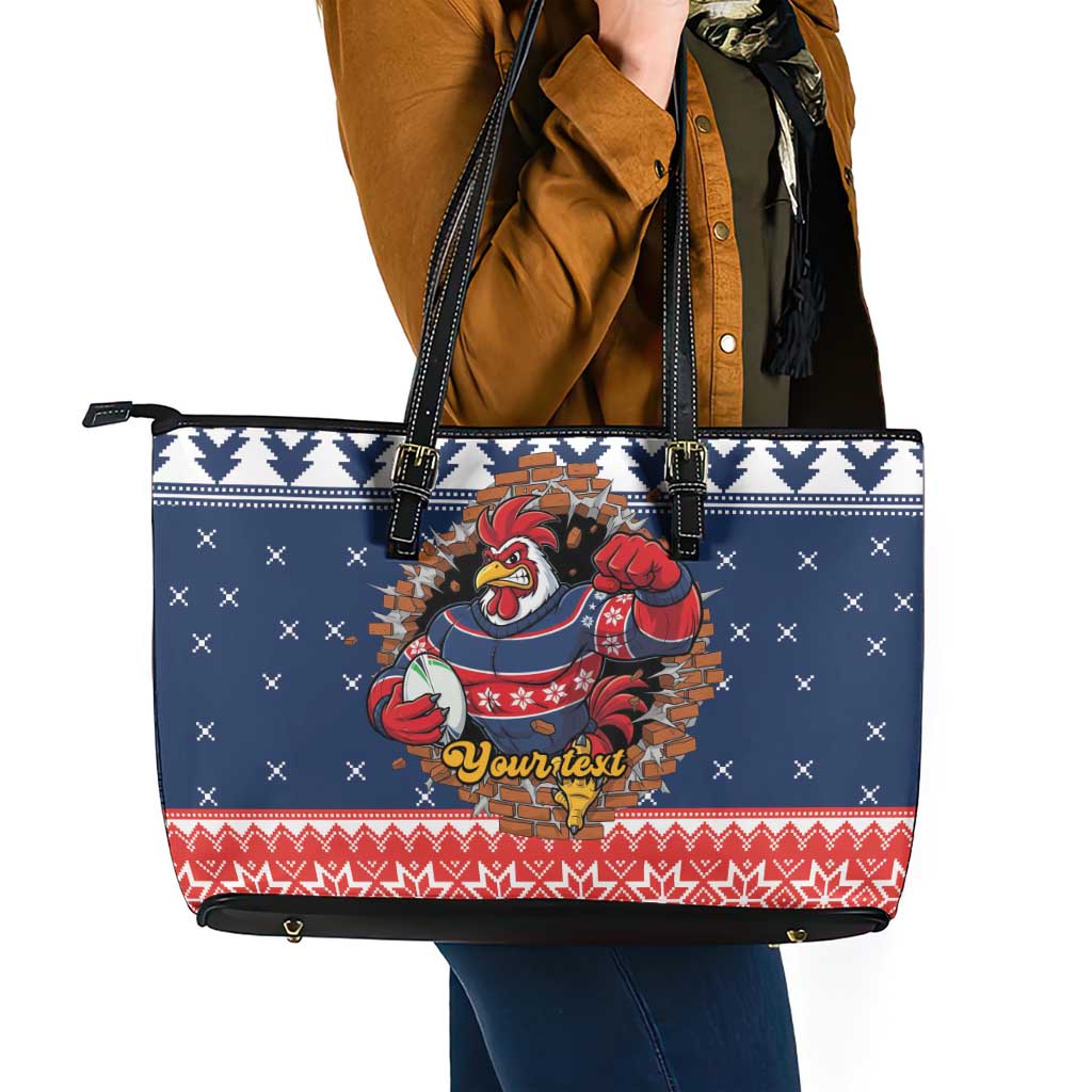 Roosters Xmas Glory Personalised Leather Tote Bag Christmas Rugby League Spirit - Aussie Hoodie
