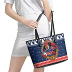 Roosters Xmas Glory Personalised Leather Tote Bag Christmas Rugby League Spirit - Aussie Hoodie