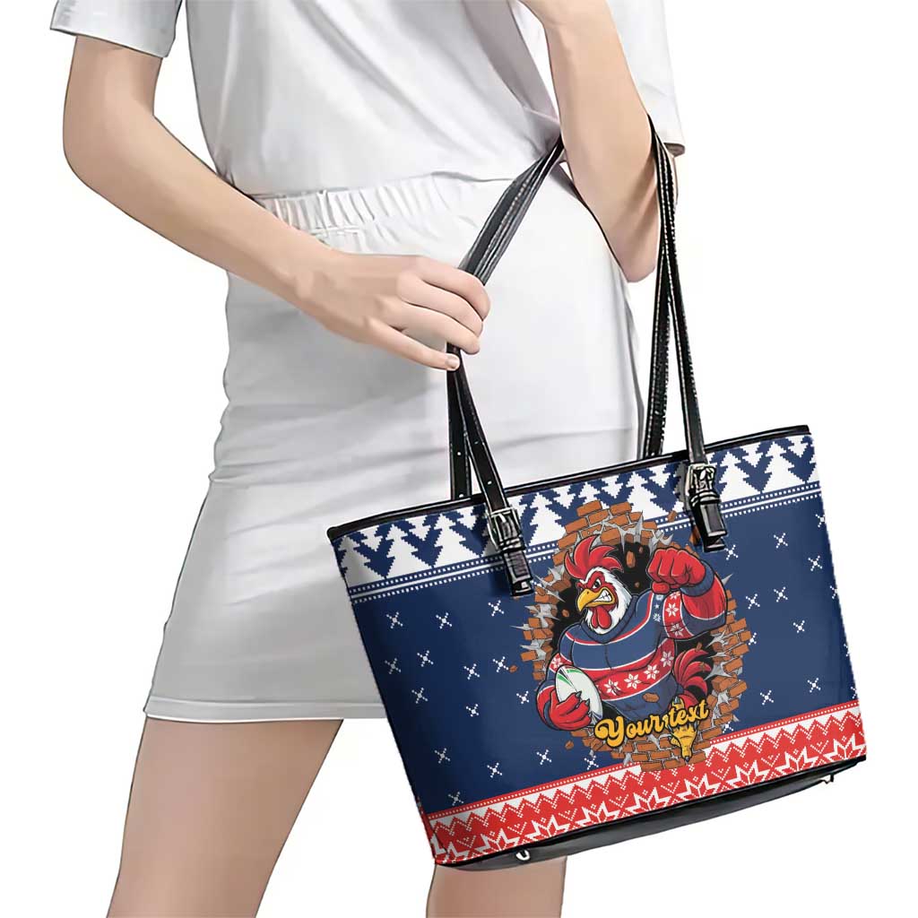 Roosters Xmas Glory Personalised Leather Tote Bag Christmas Rugby League Spirit - Aussie Hoodie