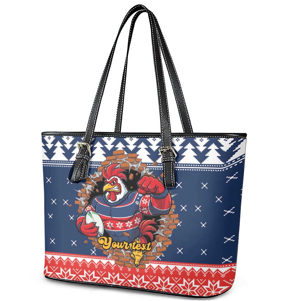 Roosters Xmas Glory Personalised Leather Tote Bag Christmas Rugby League Spirit - Aussie Hoodie