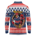 Roosters Xmas Glory Personalised Long Sleeve Polo Shirt Christmas Rugby League Spirit - Aussie Hoodie
