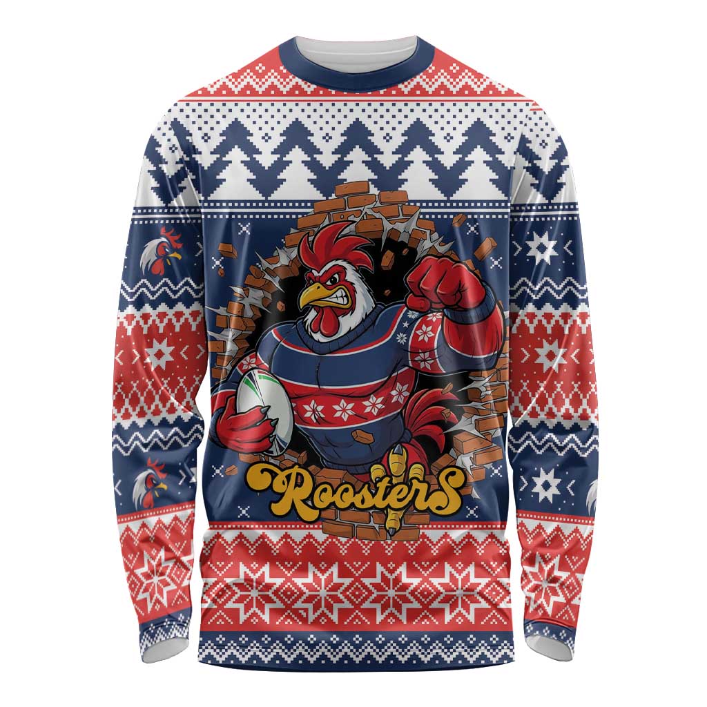 Roosters Xmas Glory Personalised Long Sleeve Shirt Christmas Rugby League Spirit - Aussie Hoodie