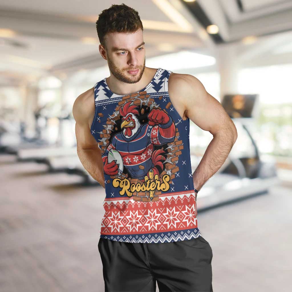 Roosters Xmas Glory Personalised Men Tank Top Christmas Rugby League Spirit - Aussie Hoodie