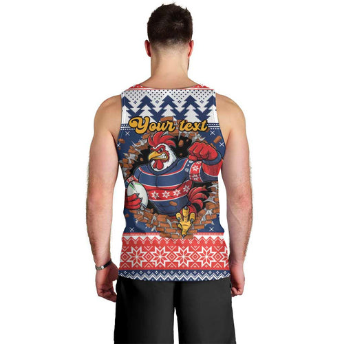 Roosters Xmas Glory Personalised Men Tank Top Christmas Rugby League Spirit - Aussie Hoodie
