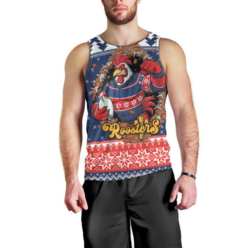 Roosters Xmas Glory Personalised Men Tank Top Christmas Rugby League Spirit - Aussie Hoodie