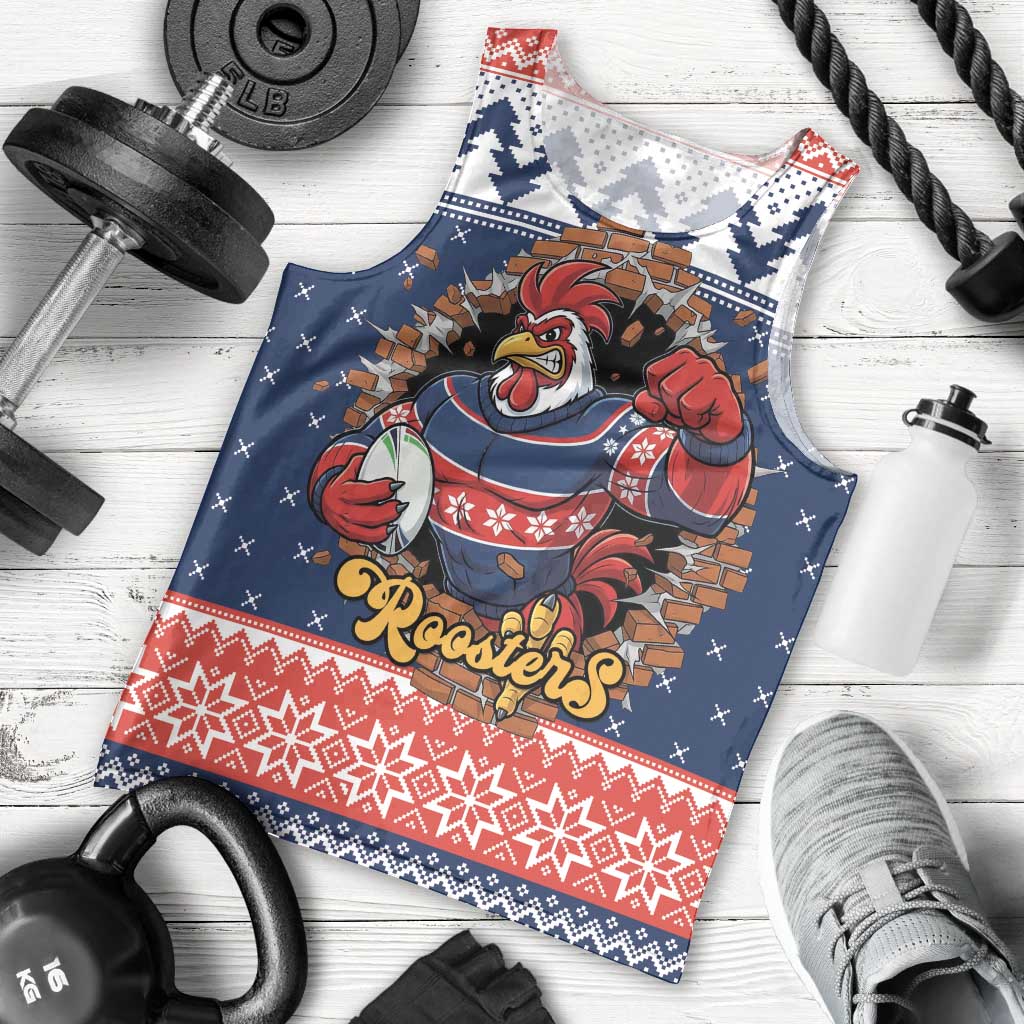 Roosters Xmas Glory Personalised Men Tank Top Christmas Rugby League Spirit - Aussie Hoodie