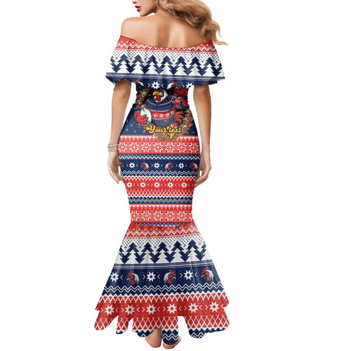 Roosters Xmas Glory Personalised Mermaid Dress Christmas Rugby League Spirit - Aussie Hoodie
